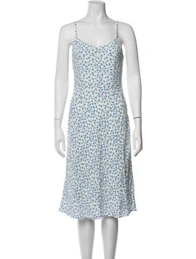 Pre-owned Rouje Floral Print Midi Length Dress W/ Tags In Blue