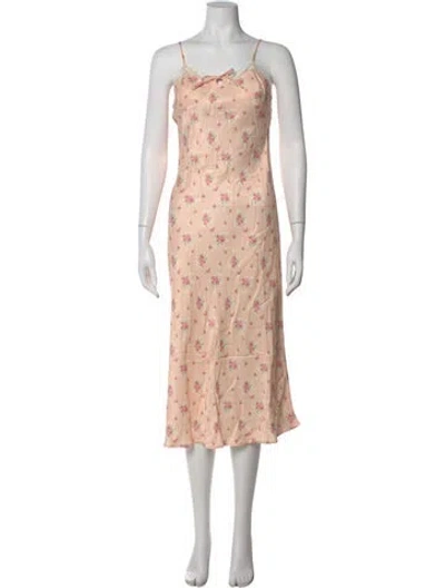 Pre-owned Rouje Floral Print Midi Length Dress W/ Tags In Neutral