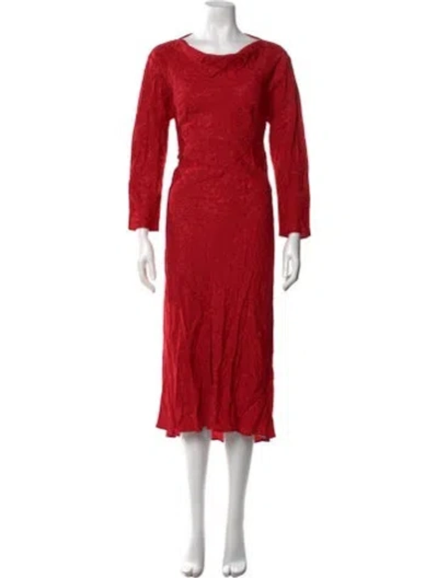 Pre-owned Rouje Floral Print Midi Length Dress W/ Tags In Red