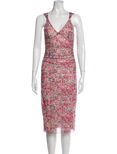 Pre-owned Rouje Floral Print Midi Length Dress In White