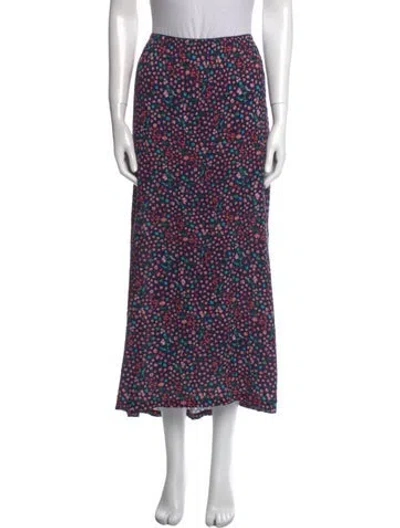 Pre-owned Rouje Floral Print Midi Length Skirt In Blue