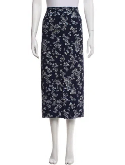 Pre-owned Rouje Floral Print Midi Length Skirt In Blue