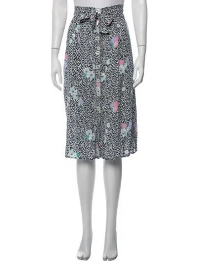 Pre-owned Rouje Floral Print Midi Length Skirt In Blue