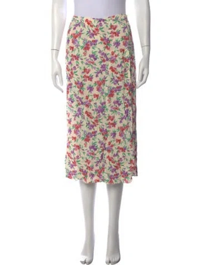 Pre-owned Rouje Floral Print Midi Length Skirt In Purple