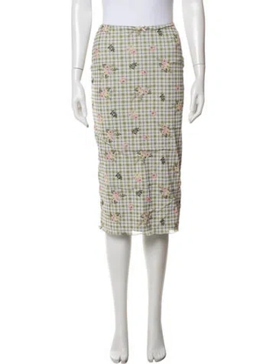 Pre-owned Rouje Floral Print Midi Length Skirt W/ Tags In Green