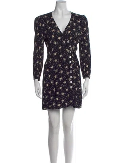 Pre-owned Rouje Floral Print Mini Dress In Black