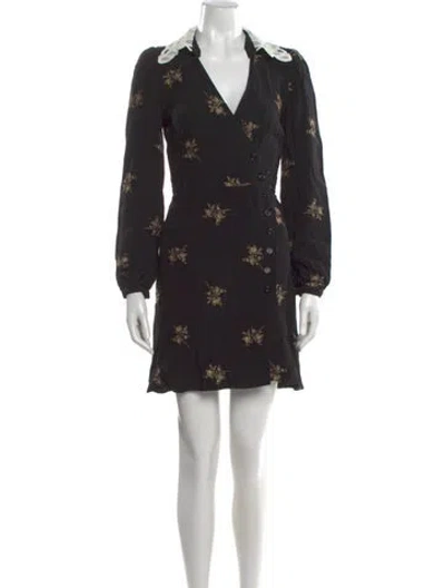 Pre-owned Rouje Floral Print Mini Dress In Black