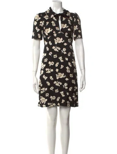 Pre-owned Rouje Floral Print Mini Dress In Black
