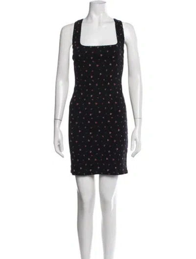 Pre-owned Rouje Floral Print Mini Dress In Black