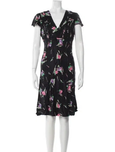 Pre-owned Rouje Floral Print Mini Dress In Black