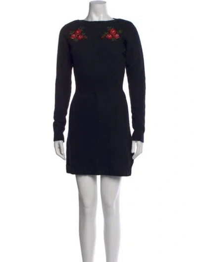 Pre-owned Rouje Floral Print Mini Dress In Black