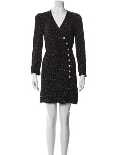 Pre-owned Rouje Floral Print Mini Dress In Black