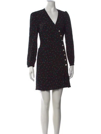 Pre-owned Rouje Floral Print Mini Dress In Black