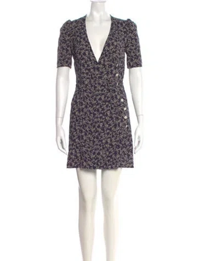 Pre-owned Rouje Floral Print Mini Dress In Blue
