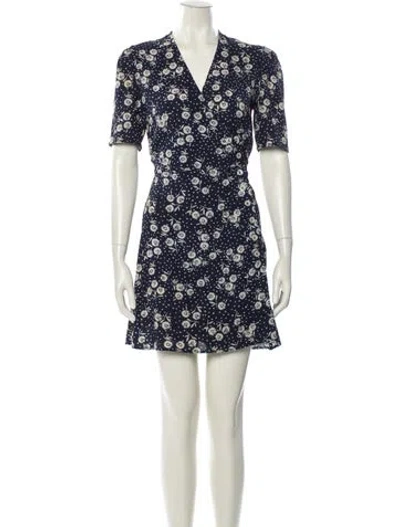 Pre-owned Rouje Floral Print Mini Dress In Blue