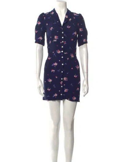 Pre-owned Rouje Floral Print Mini Dress In Blue