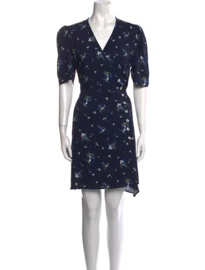 Pre-owned Rouje Floral Print Mini Dress In Blue
