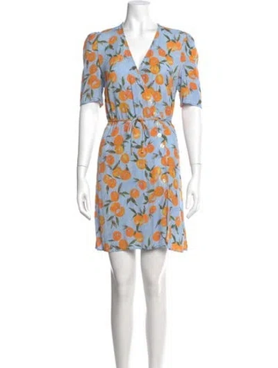 Pre-owned Rouje Floral Print Mini Dress In Blue