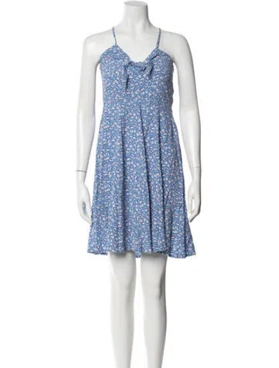 Pre-owned Rouje Floral Print Mini Dress In Blue