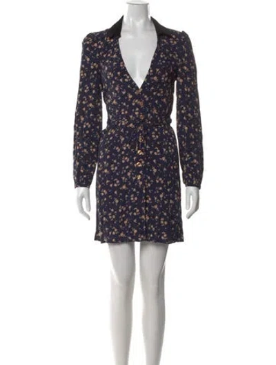 Pre-owned Rouje Floral Print Mini Dress In Blue