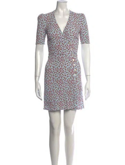 Pre-owned Rouje Floral Print Mini Dress In Blue