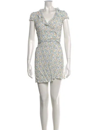 Pre-owned Rouje Floral Print Mini Dress In Blue