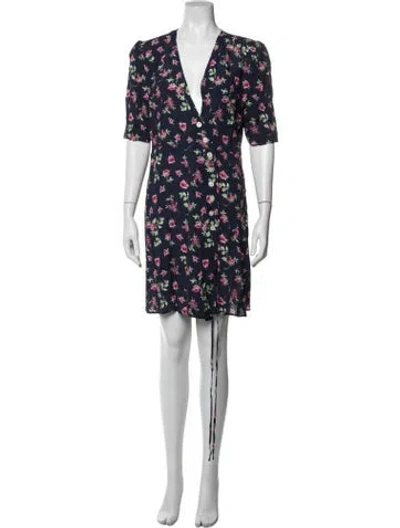 Pre-owned Rouje Floral Print Mini Dress In Blue
