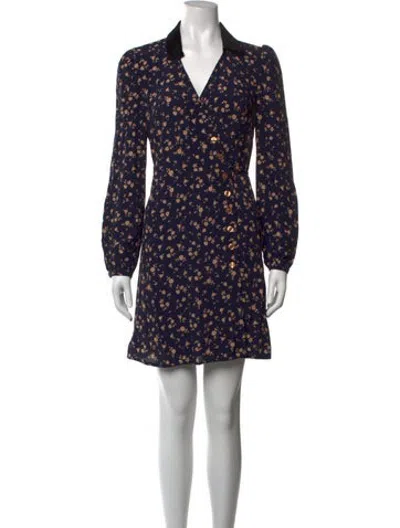 Pre-owned Rouje Floral Print Mini Dress In Blue
