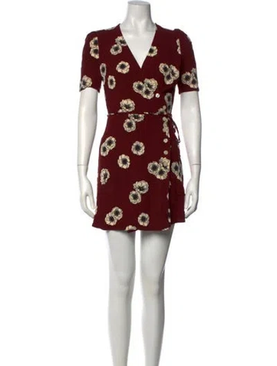 Pre-owned Rouje Floral Print Mini Dress In Burgundy