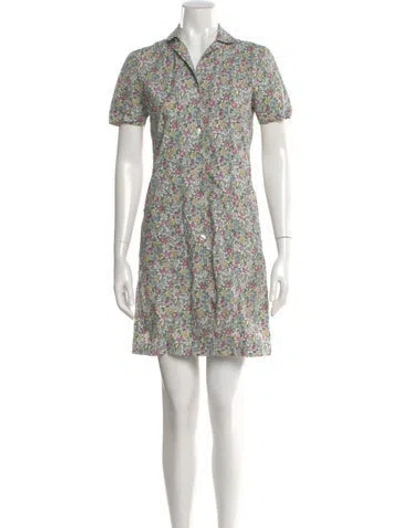 Pre-owned Rouje Floral Print Mini Dress In Green