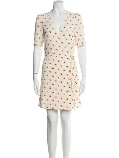 Pre-owned Rouje Floral Print Mini Dress In Neutral