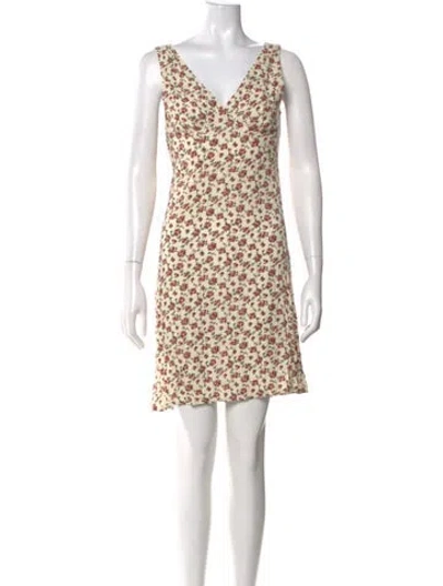 Pre-owned Rouje Floral Print Mini Dress In Neutral