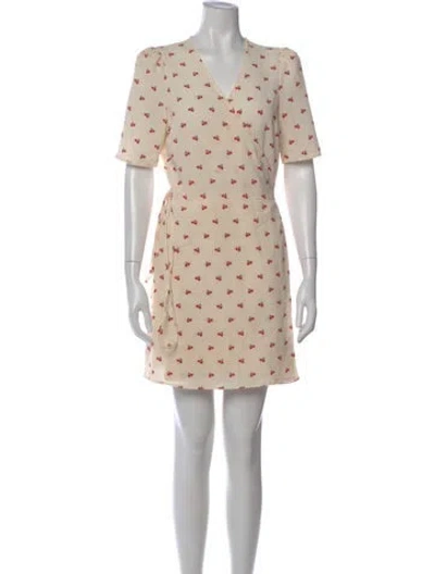 Pre-owned Rouje Floral Print Mini Dress In Neutral