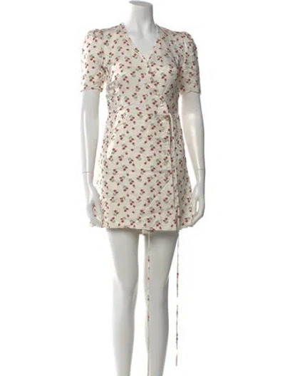 Pre-owned Rouje Floral Print Mini Dress In Neutral