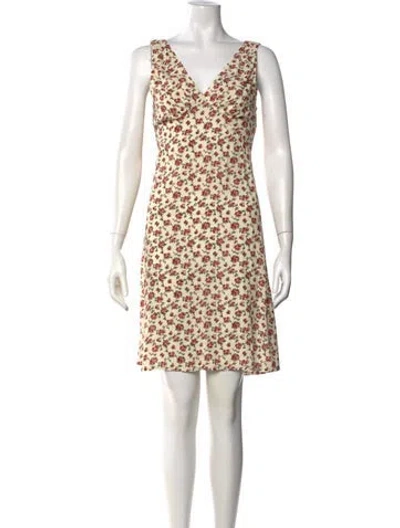 Pre-owned Rouje Floral Print Mini Dress In Neutral
