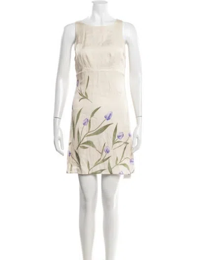 Pre-owned Rouje Floral Print Mini Dress In Neutrals