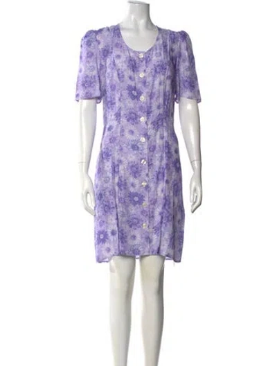 Pre-owned Rouje Floral Print Mini Dress In Purple