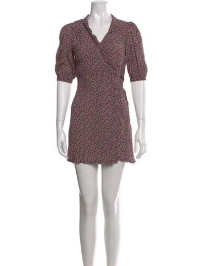 Pre-owned Rouje Floral Print Mini Dress In Red