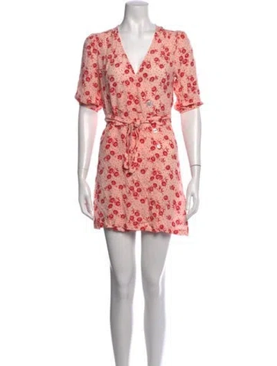 Pre-owned Rouje Floral Print Mini Dress In Red