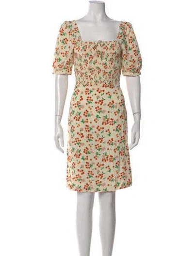 Pre-owned Rouje Floral Print Mini Dress W/ Tags In Neutral