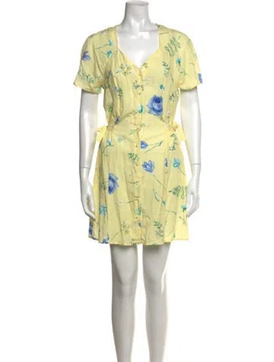 Pre-owned Rouje Floral Print Mini Dress W/ Tags In Yellow