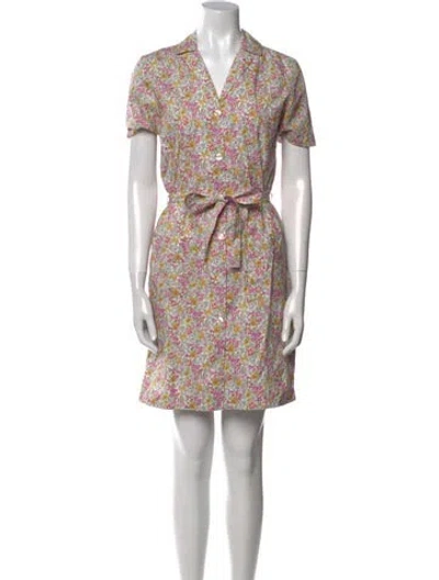 Pre-owned Rouje Floral Print Mini Dress In White