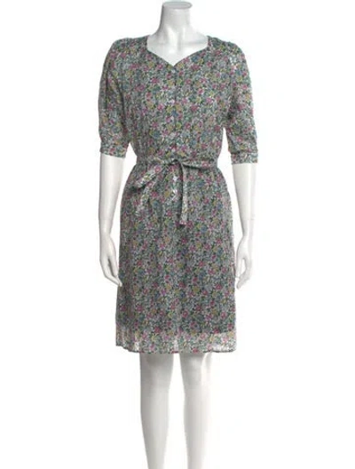 Pre-owned Rouje Floral Print Mini Dress In White