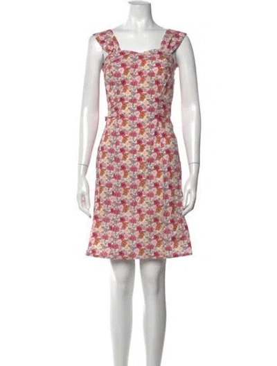 Pre-owned Rouje Floral Print Mini Dress In White