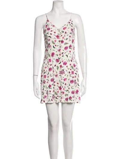 Pre-owned Rouje Floral Print Mini Dress In White