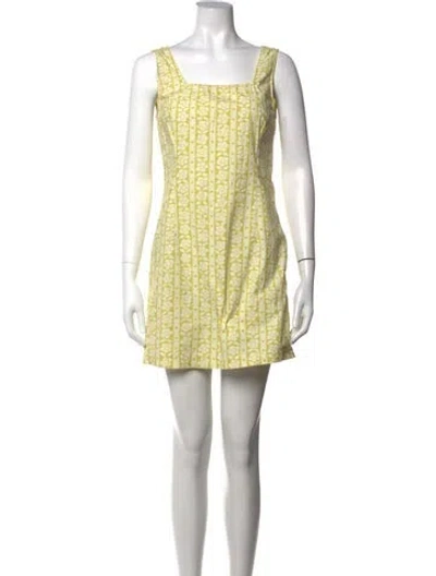 Pre-owned Rouje Floral Print Mini Dress In Yellow