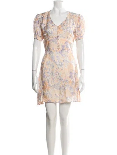 Pre-owned Rouje Floral Print Mini Dress In Yellow