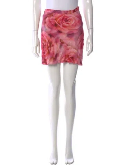 Pre-owned Rouje Floral Print Mini Skirt In Pink