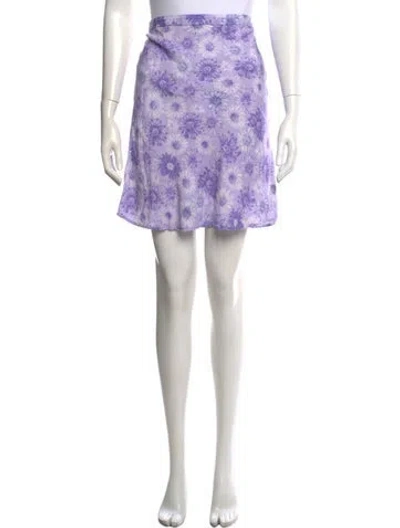 Pre-owned Rouje Floral Print Mini Skirt In Purple