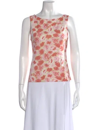 Pre-owned Rouje Floral Print Scoop Neck Top W/ Tags In Neutral